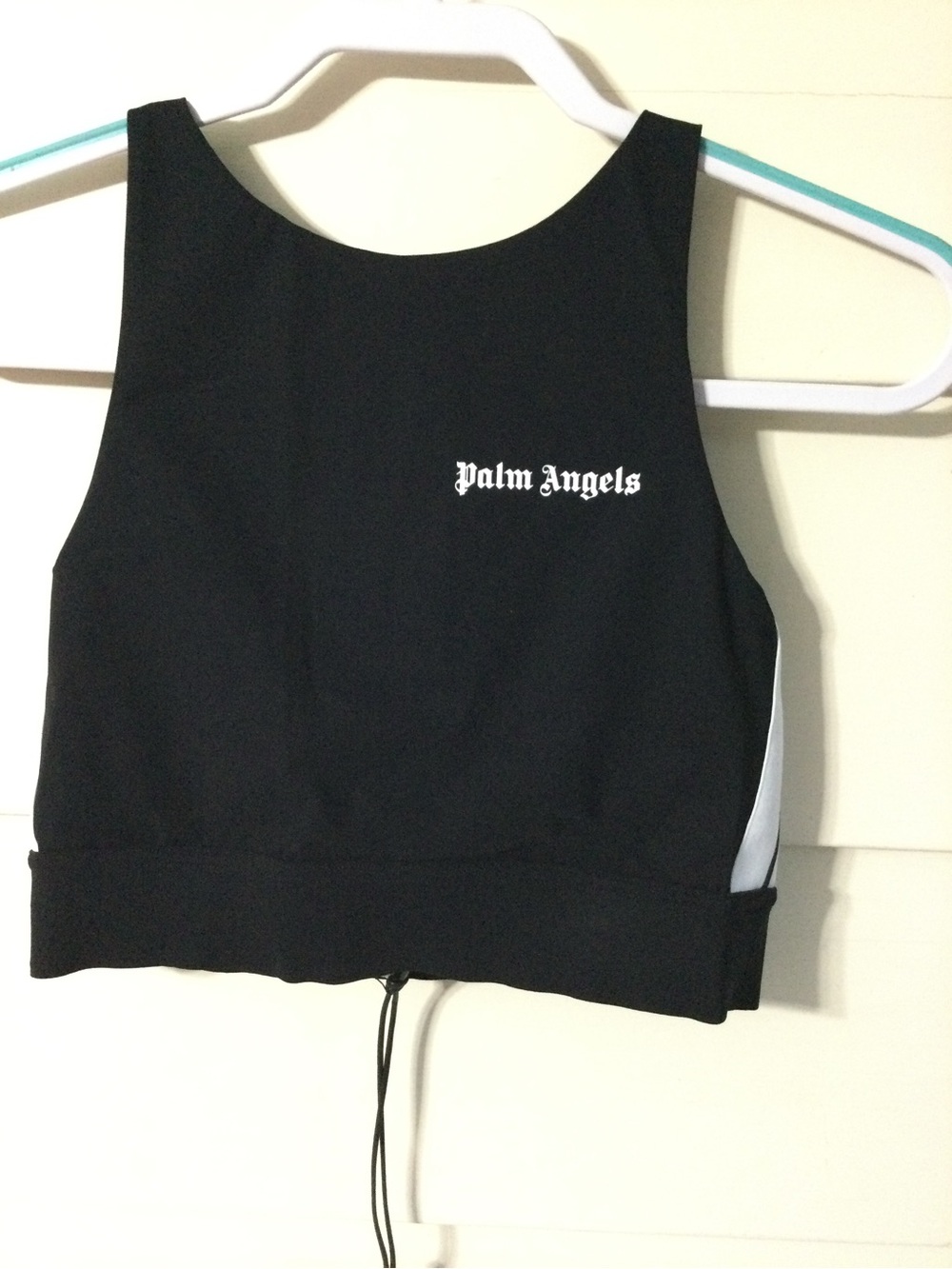 Palm Angels Black Crop Top with White Side Panels